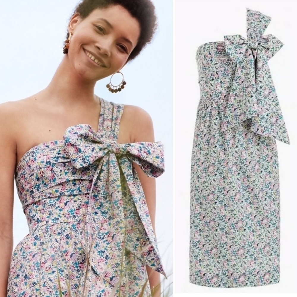 J. CREW Liberty One-Shoulder Bow Dress